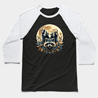 Whimsical Raccoons Moon Howl Baseball T-Shirt